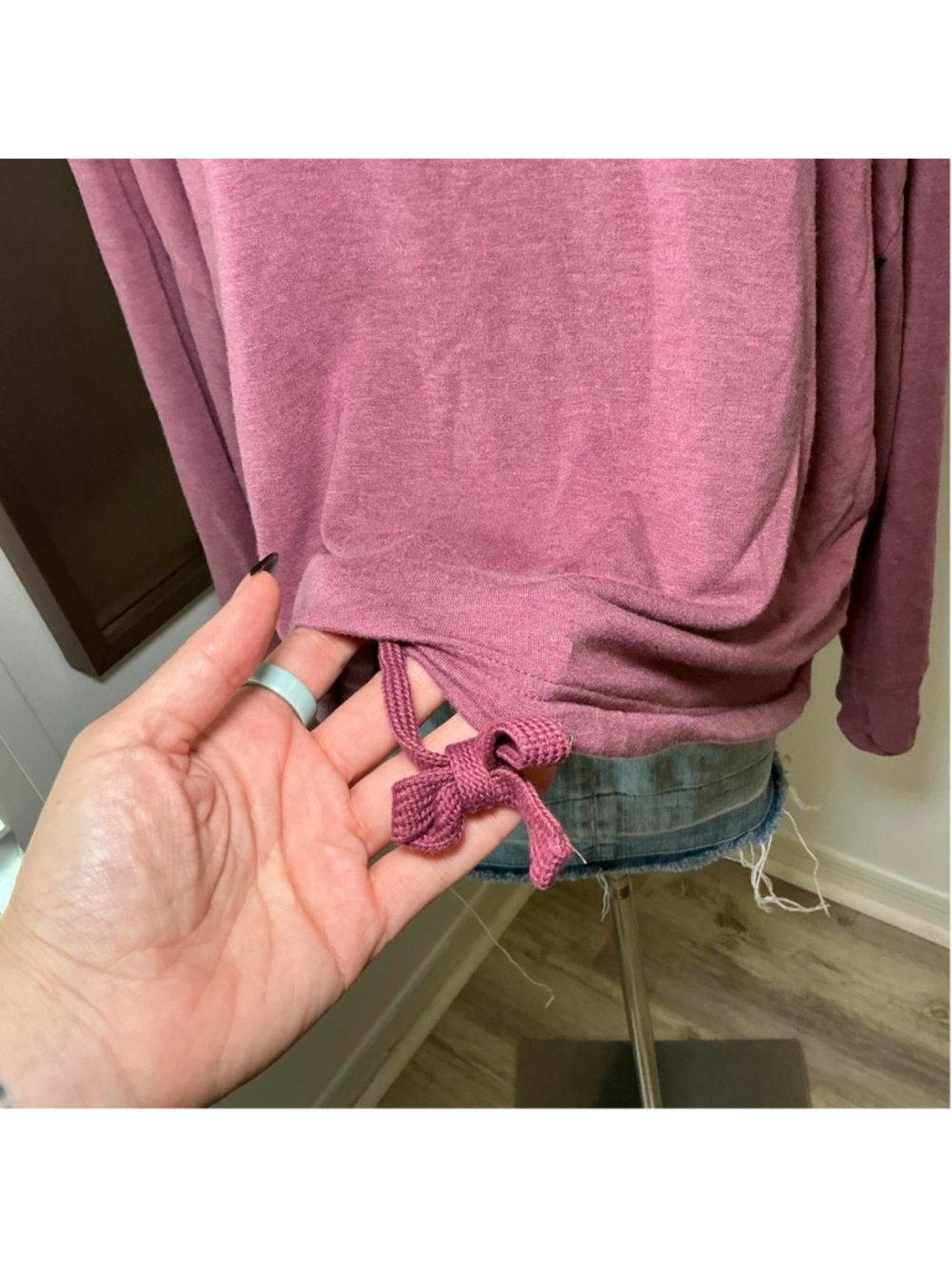 Athleta 2X Mauve Pink Oversized Drawstring Hem Long Sleeve Top - Picture 5 of 6